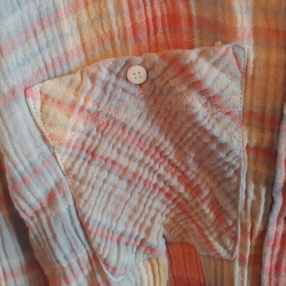 Sanctuary Gauzy Pastel Plaid Button Up Shirt Size Medium - Picture 5 of 7